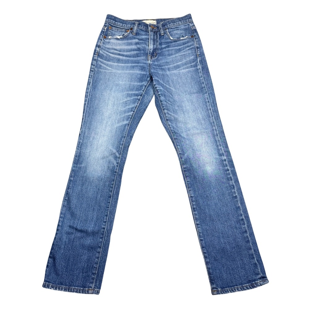 Madewell The High Rise Slim Boyjean Jeans Size 24 Distressed Whiskered Denim